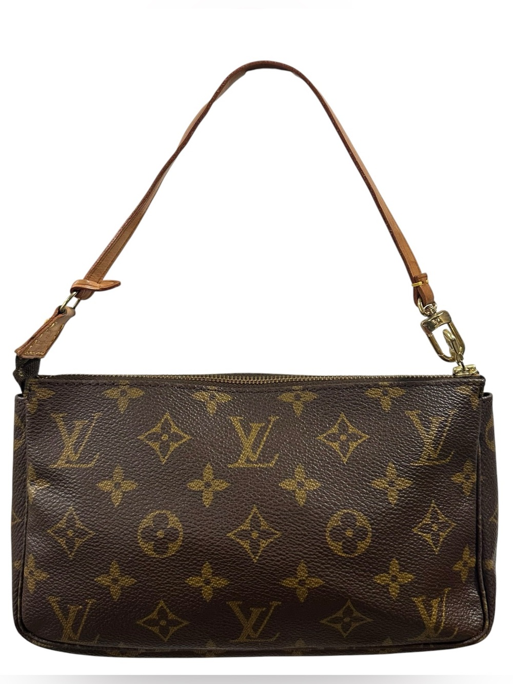 Louis Vuitton Brown Monogram Canvas Pochette with Tan Strap - Picture 2 of 15